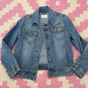 J Crew crewcuts Classic Blue Denim Jacket with rainbow on back